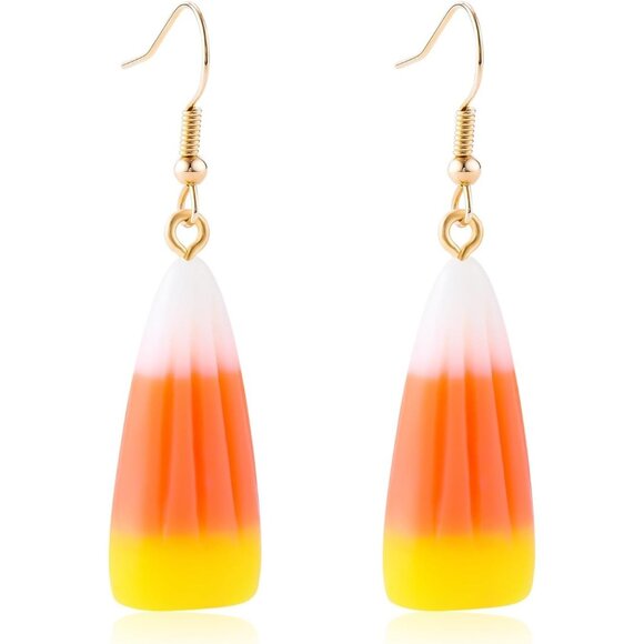 Fall Acrylic Dangle Candy Corn Earrings Jewelry Gift for Women - Picture 1 of 6